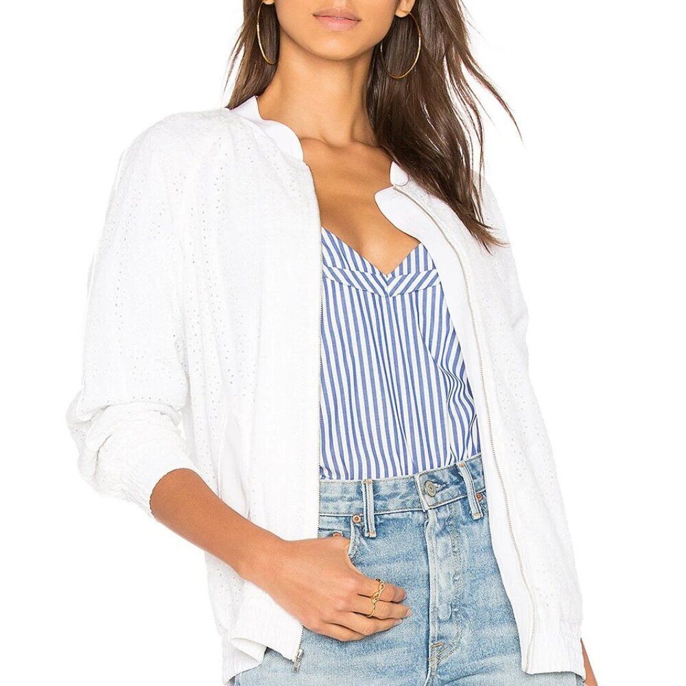 EQUIPMENT Kendrix Eyelet Silk Bomber Jacket Size L